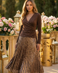 Bronze Luxe Sequin Pleated Set