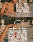 White Flower Print Handbag - GorgeousGul