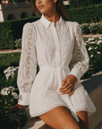White Lace Belted Mini Dress - GorgeousGul