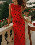 Scarlet Polka Dot Midi Dress - GorgeousGul