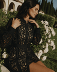 Black Lace Shirt Dress - GorgeousGul