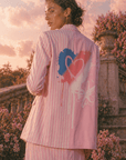 Pink Painted Flower Blazer - GorgeousGul