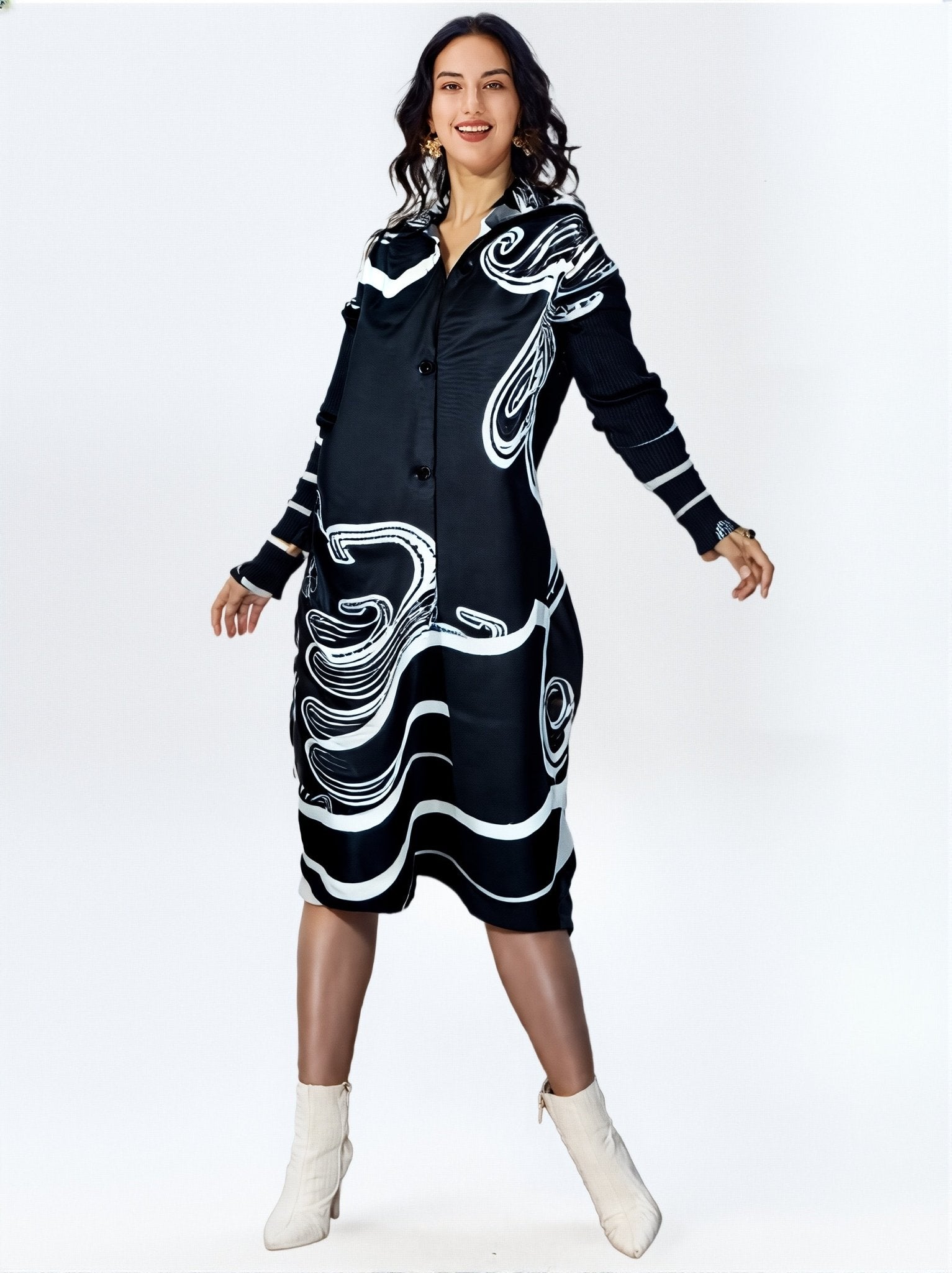 Plisse Waves Shirt Dress - GorgeousGul