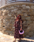 Brown Ruffled Maxi Dress - GorgeousGul