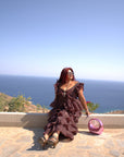 Brown Ruffled Maxi Dress - GorgeousGul