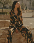 Espresso Abstract Shirt Set - GorgeousGul