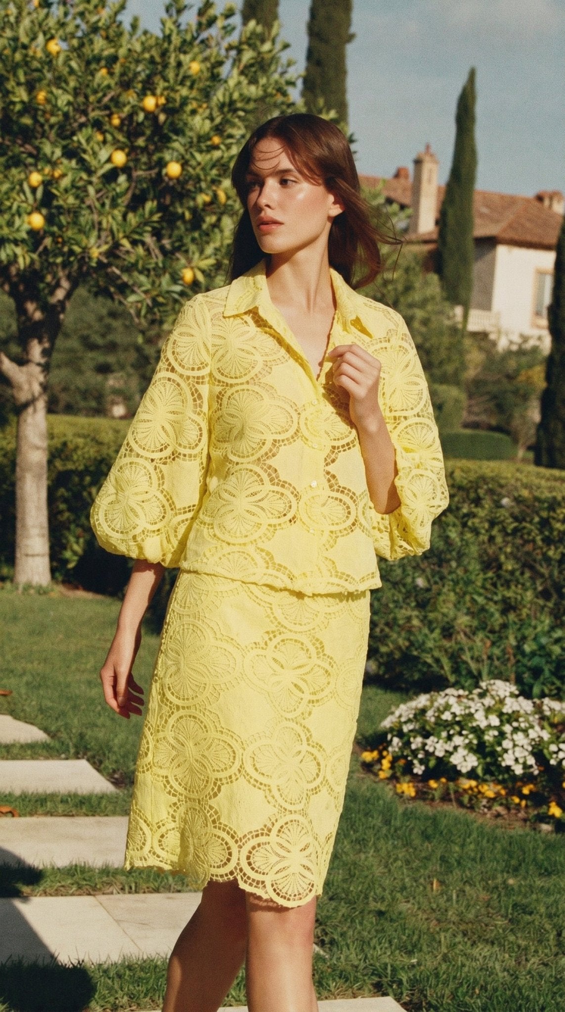 Lemon Bloom Lace Top