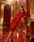 Royal Ember Red Midi Dress