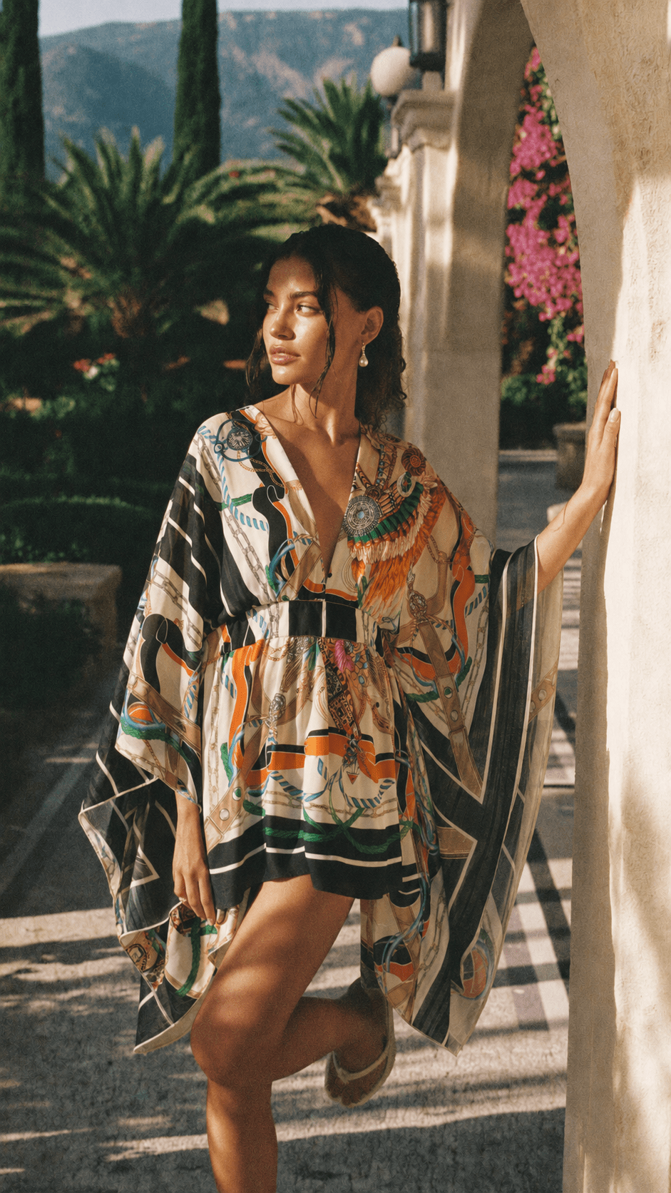 Tropical Chain Print Kaftan - GorgeousGul