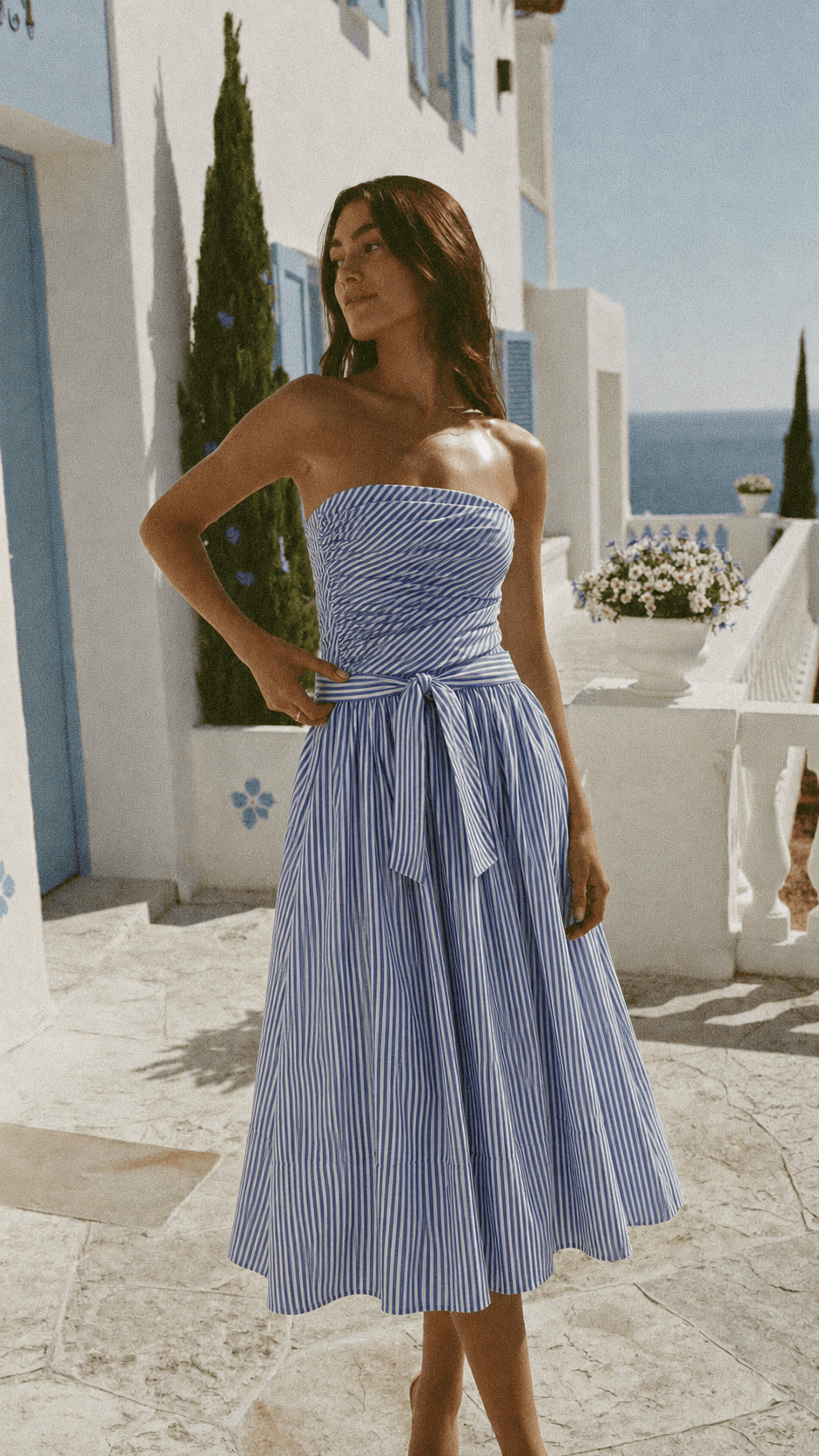 Santorini Stripe Midi Dress - GorgeousGul