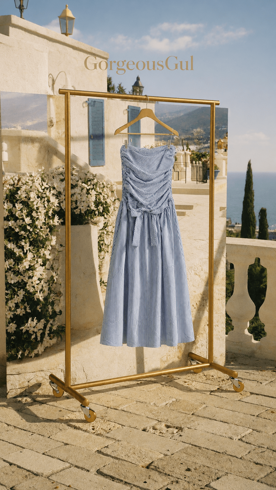 Santorini Stripe Midi Dress - GorgeousGul