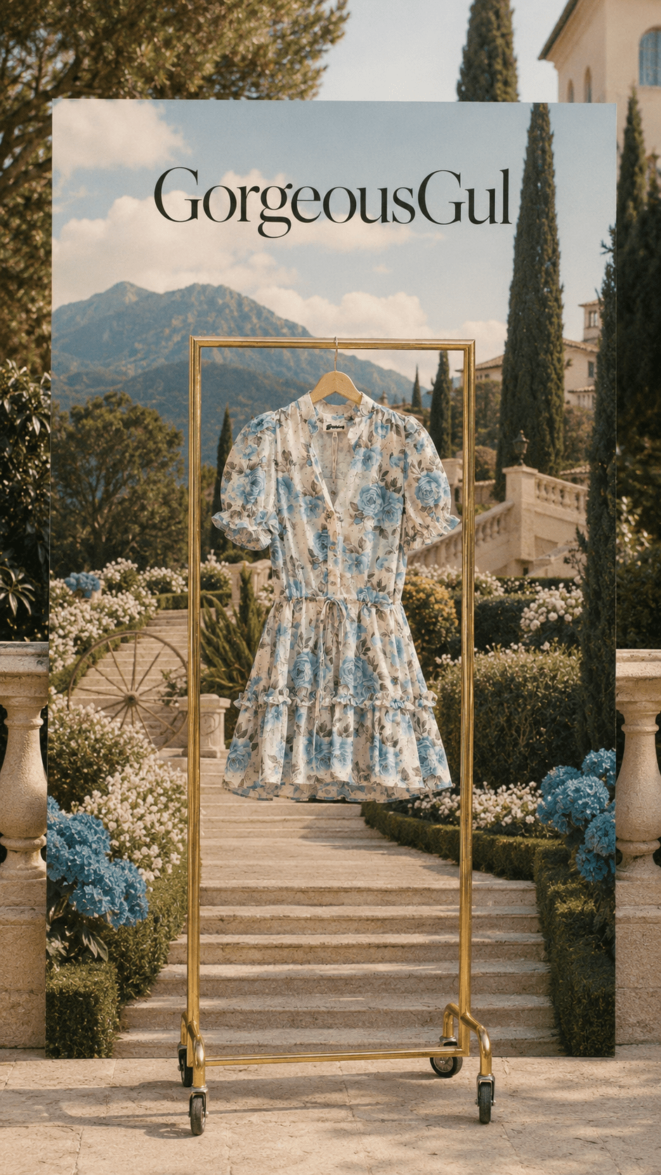 Blue Garden Mini Dress - GorgeousGul