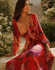 Red Bloom Smocked Dress - GorgeousGul