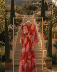 Red Bloom Smocked Dress - GorgeousGul
