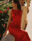 Scarlet Polka Dot Midi Dress - GorgeousGul
