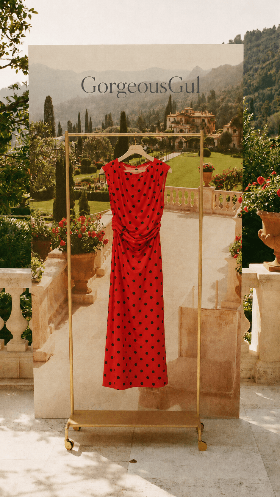 Scarlet Polka Dot Midi Dress - GorgeousGul