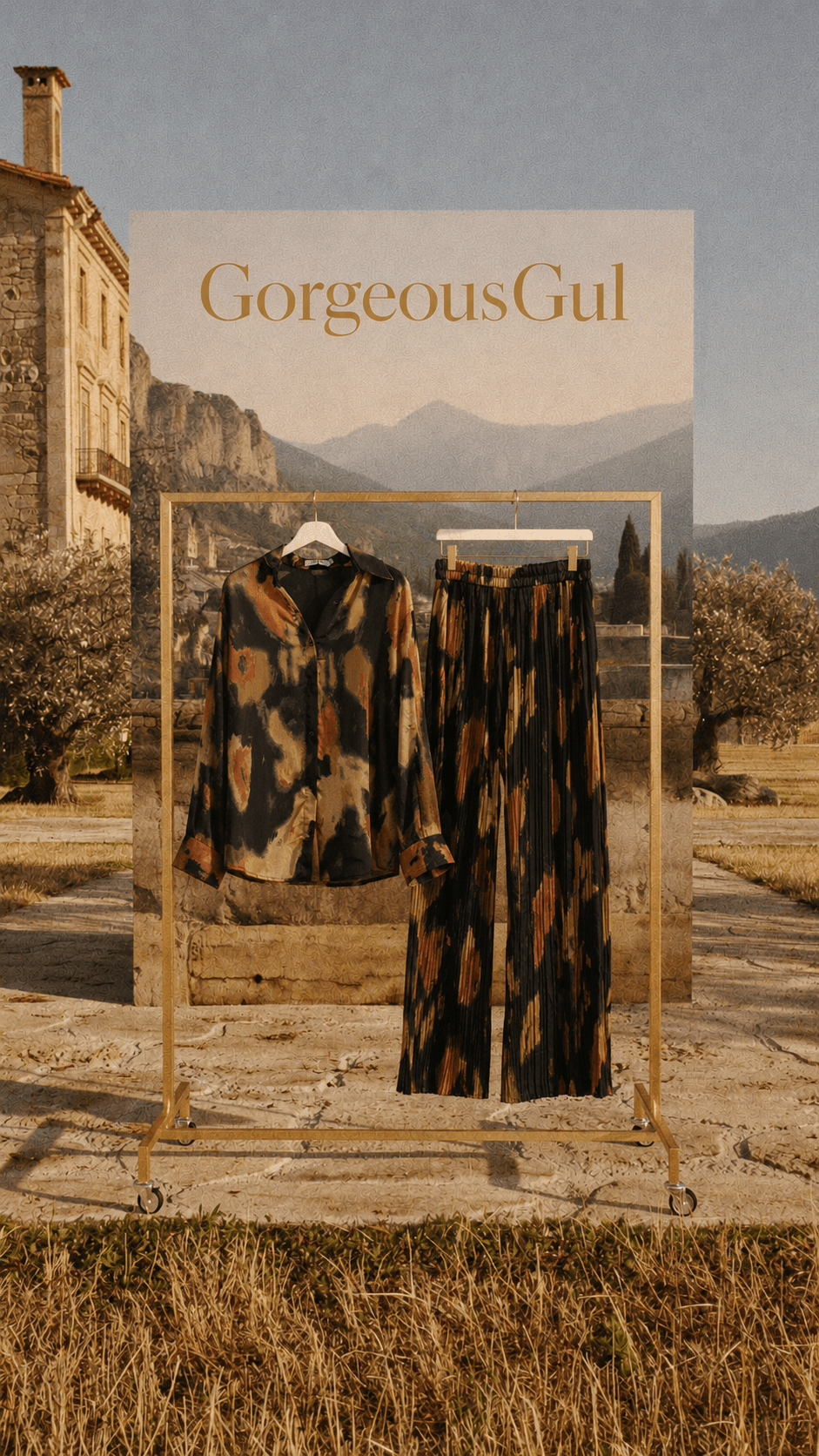 Espresso Abstract Shirt Set - GorgeousGul