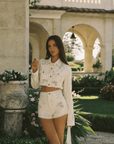 Ivory Pearl Cropped Jacket - GorgeousGul