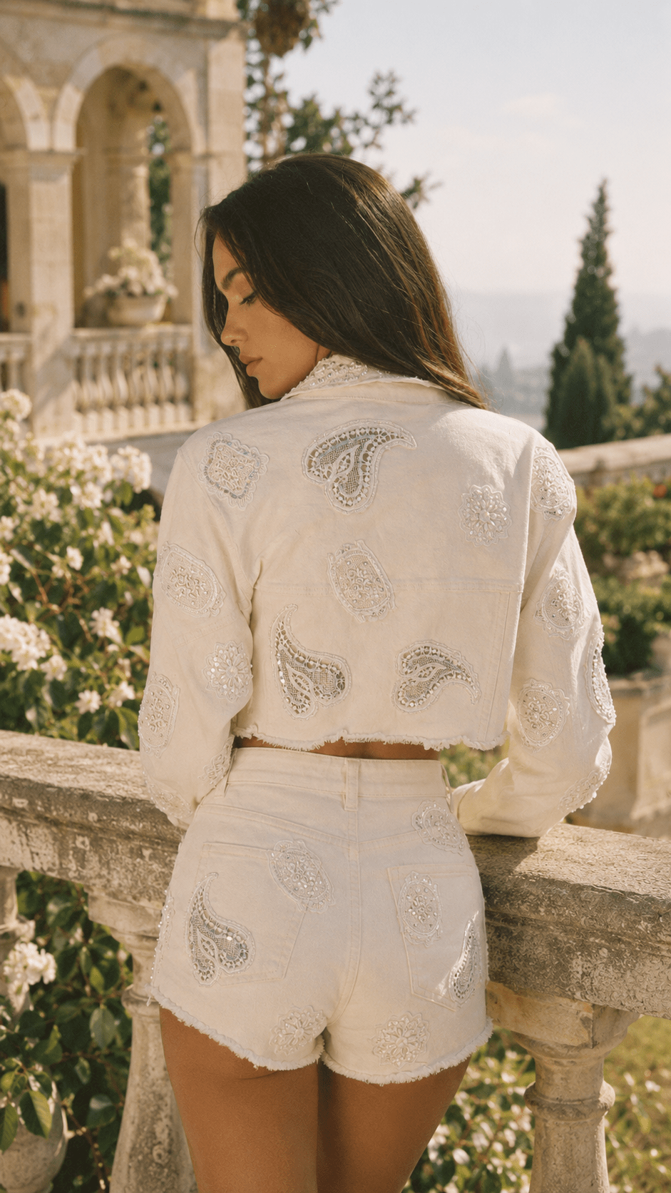 Ivory Pearl Cropped Jacket - GorgeousGul