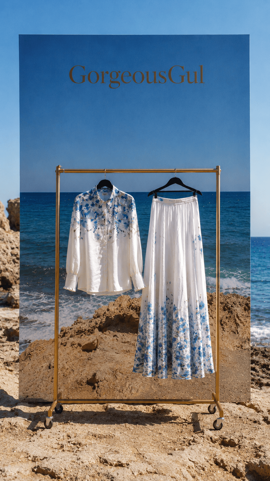 Santorini Blue Skirt Set - GorgeousGul