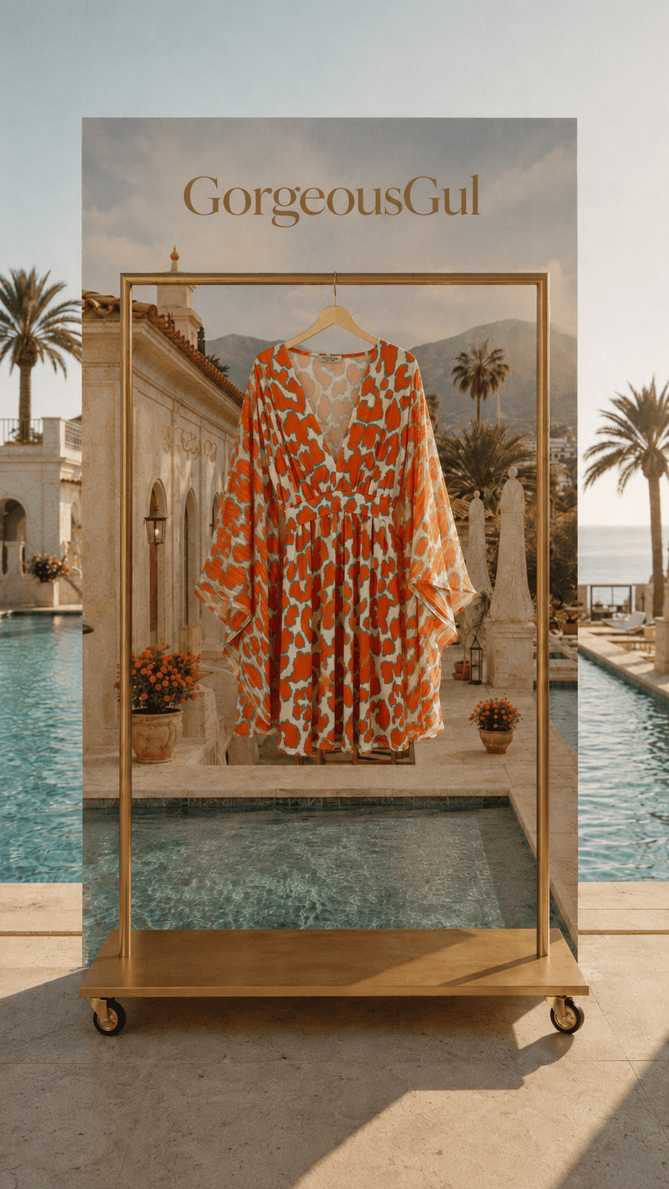 Tangerine Bloom Kaftan Dress - GorgeousGul