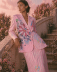 Pink Painted Flower Blazer - GorgeousGul