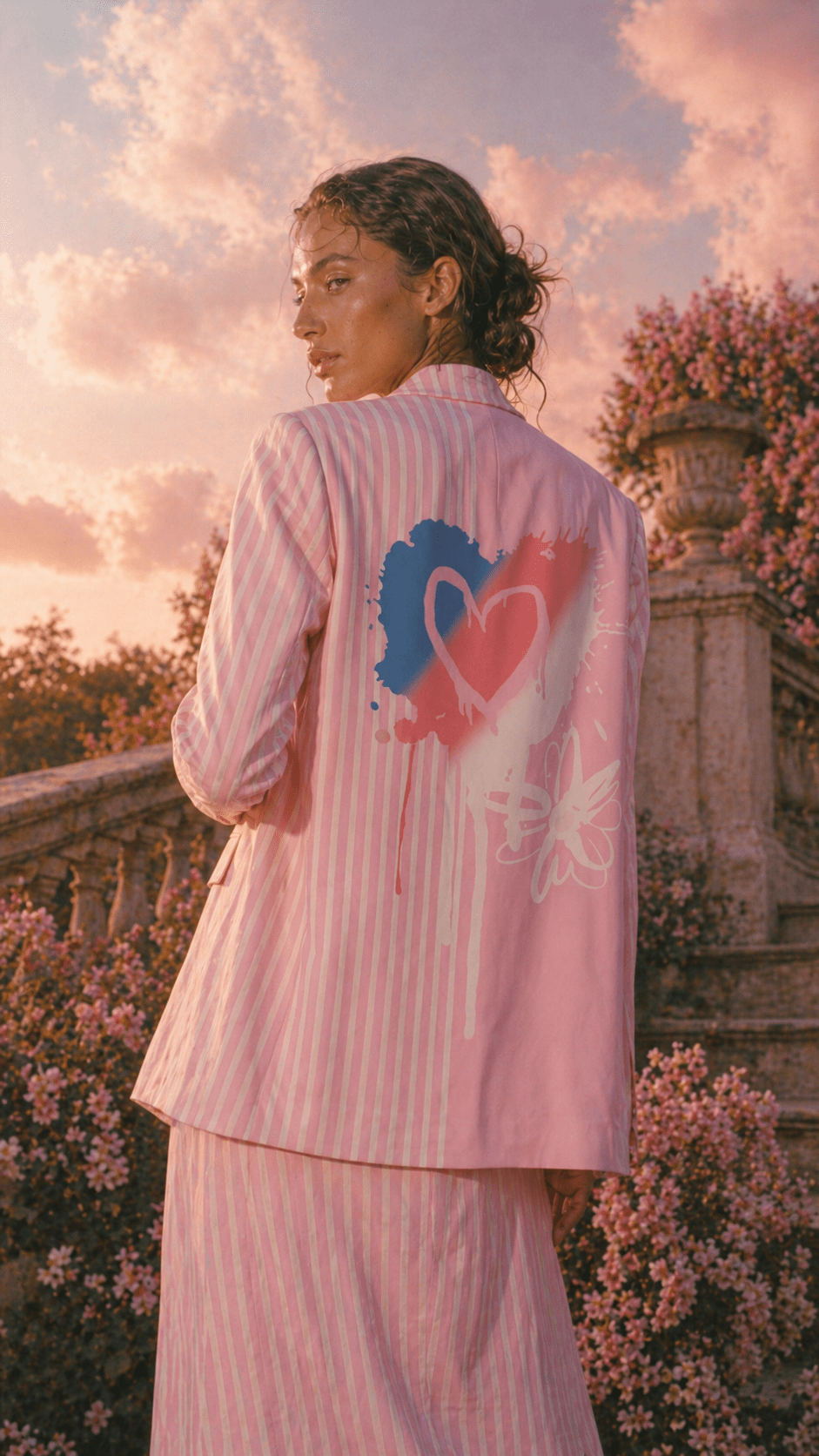 Pink Painted Flower Blazer - GorgeousGul