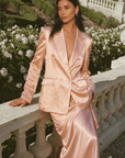 Blush Satin Blazer - GorgeousGul