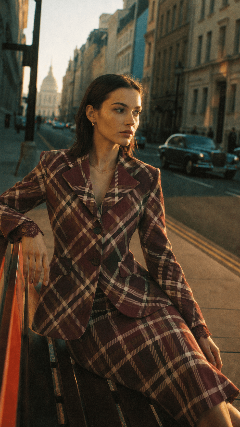 London Burgundy Plaid Set - GorgeousGul