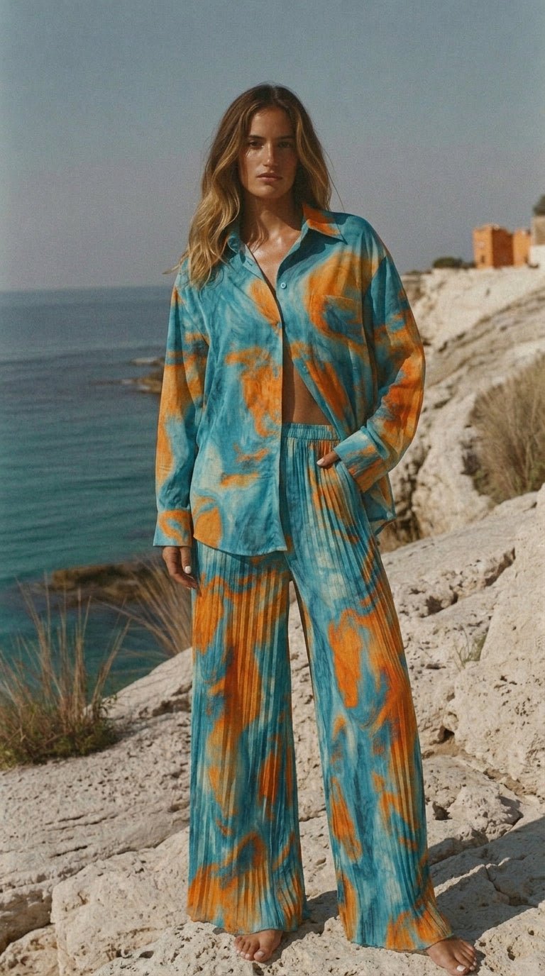 Turquoise Ember Shirt Set - GorgeousGul