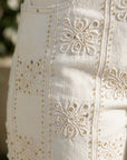White Embroidered Flare Jeans - GorgeousGul
