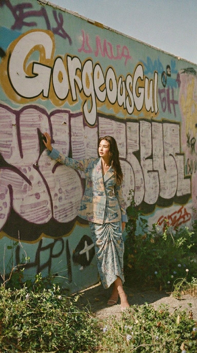 Graffiti Plaid Statement Blazer - GorgeousGul