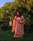 Designer Orange Chikankari
