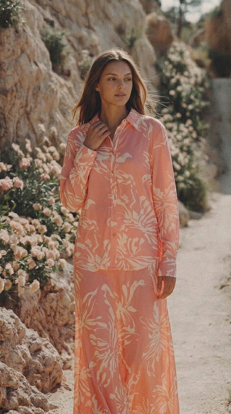 Sunset Coral Skirt Set - GorgeousGul
