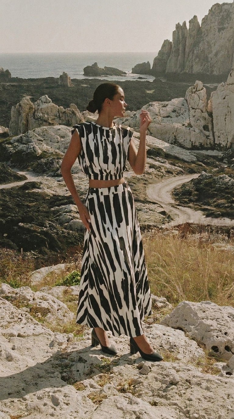 Black & White Resort Skirt Set - GorgeousGul