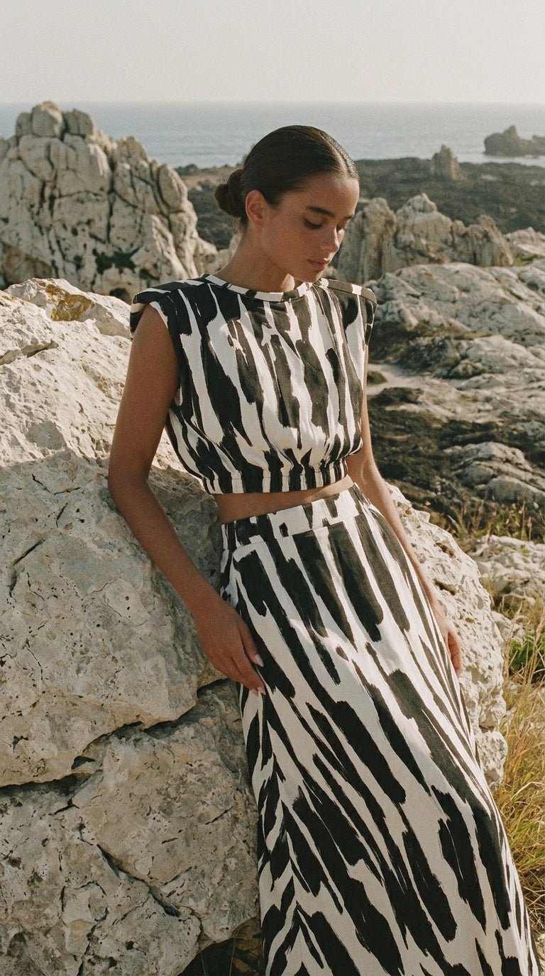 Black & White Resort Skirt Set - GorgeousGul