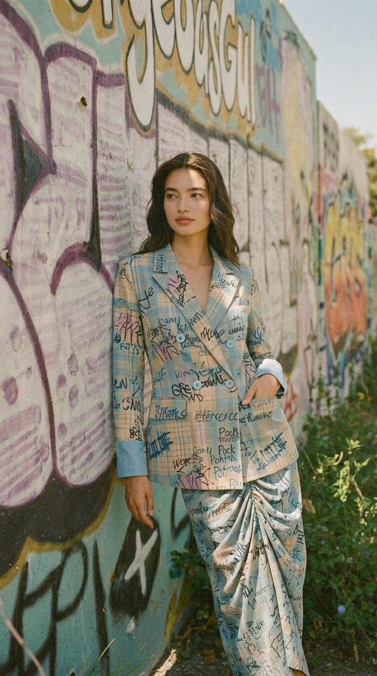 Graffiti Plaid Statement Blazer - GorgeousGul