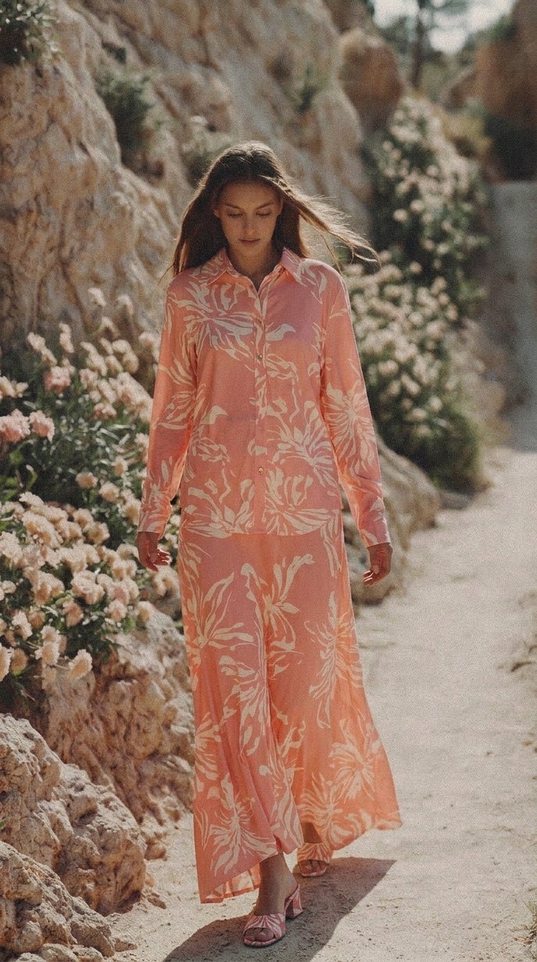 Sunset Coral Skirt Set - GorgeousGul