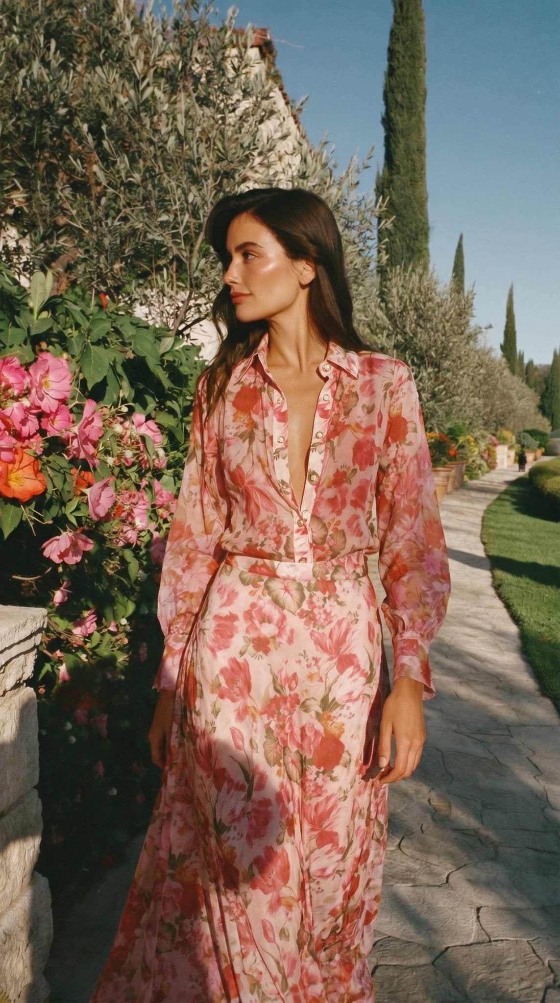 Blush Riviera Floral Chiffon Set - GorgeousGul