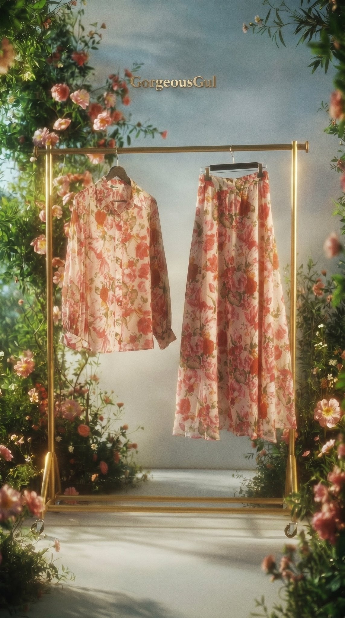 Blush Riviera Floral Chiffon Set - GorgeousGul