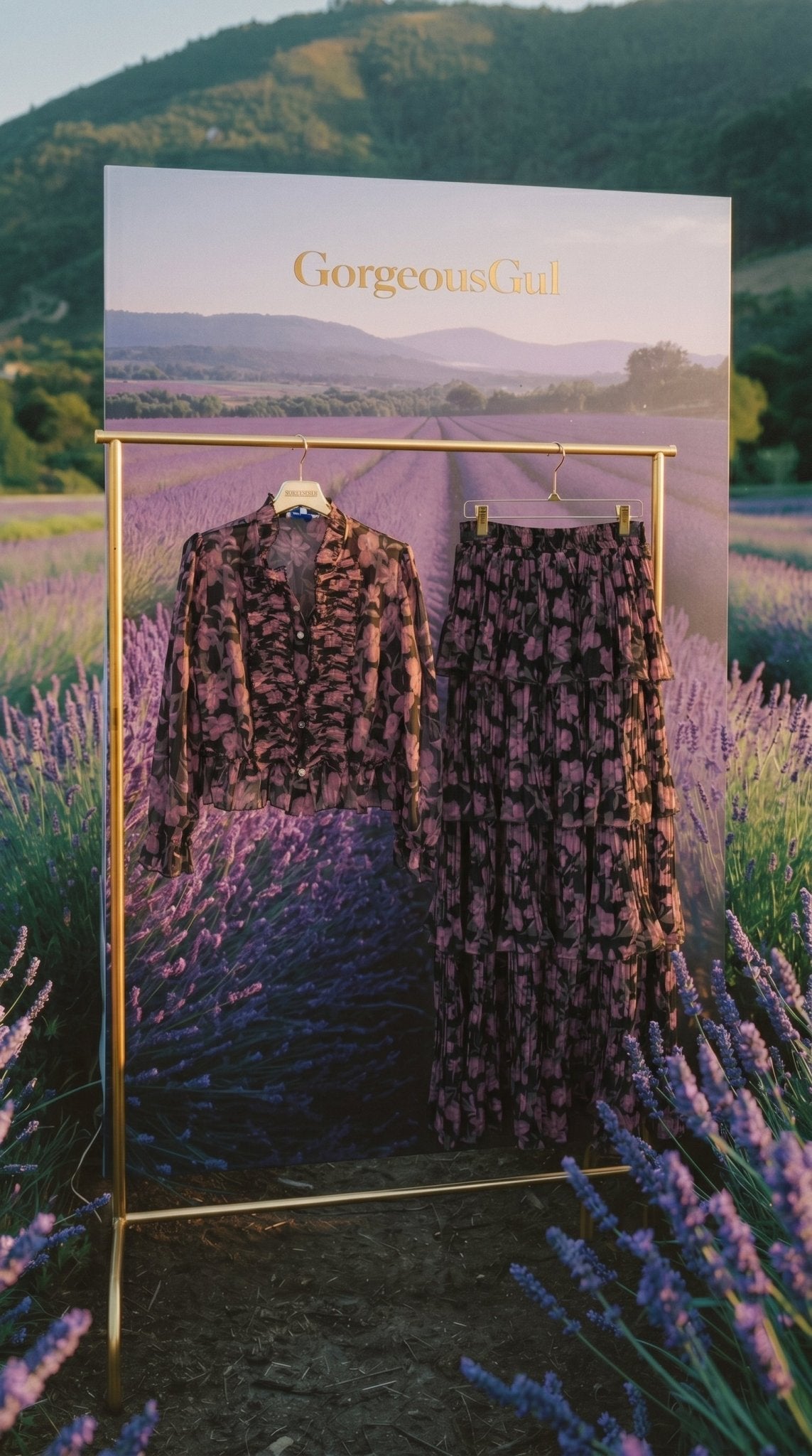 Lavender Noir Floral Chiffon Set - GorgeousGul