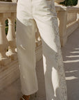 White Rhinestone Straight Jeans - GorgeousGul